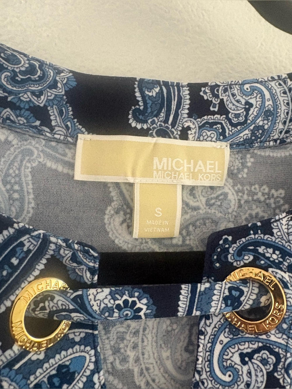MICHAEL Michael Kors blue paisley sleeveless dress gold-tone hardware size S - Picture 4 of 7